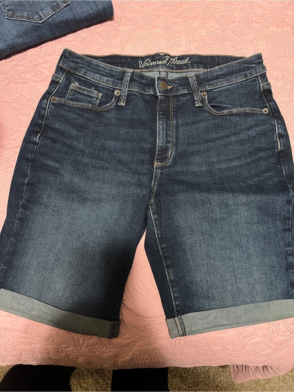 Universal Thread Women's Dark Blue Denim Bermuda Shorts 8